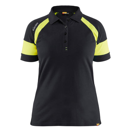 Blaklader 3529 Womens Polo Shirt With Hi Vis Black Hi Vis Yellow Main