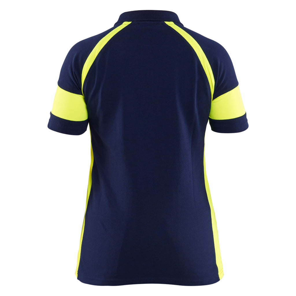 Blaklader 3529 Womens Polo Shirt With Hi Vis Navy Blue Hi Vis Yellow Back