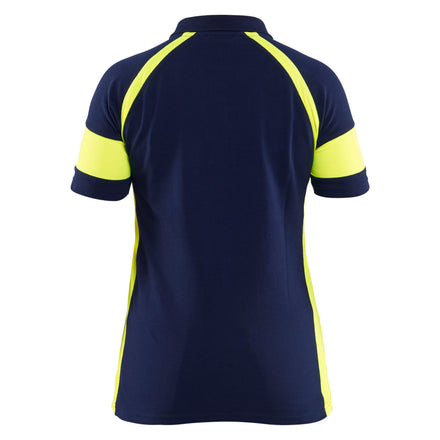Blaklader 3529 Womens Polo Shirt With Hi Vis Navy Blue Hi Vis Yellow Back