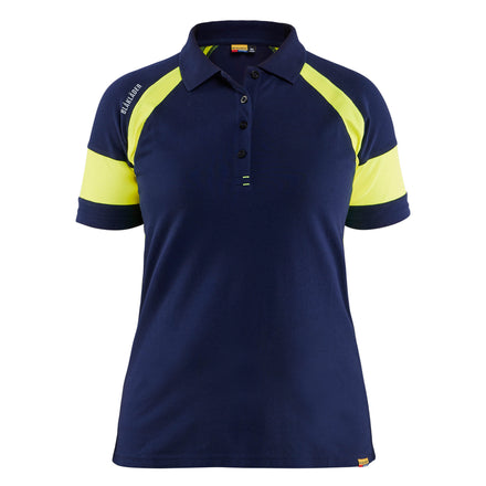 Blaklader 3529 Womens Polo Shirt With Hi Vis Navy Blue Hi Vis Yellow Main