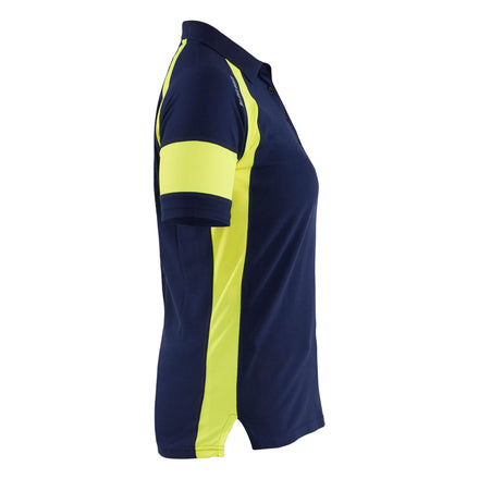 Blaklader 3529 Womens Polo Shirt With Hi Vis Navy Blue Hi Vis Yellow Right