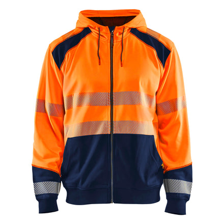 Blaklader 3546 Hi Vis Hooded Sweater Hi Vis Orange Navy Blue Main