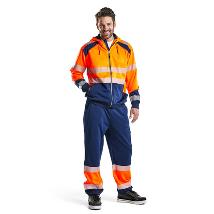 Blaklader 3546 Hi Vis Hooded Sweater Hi Vis Orange Navy Blue Model
