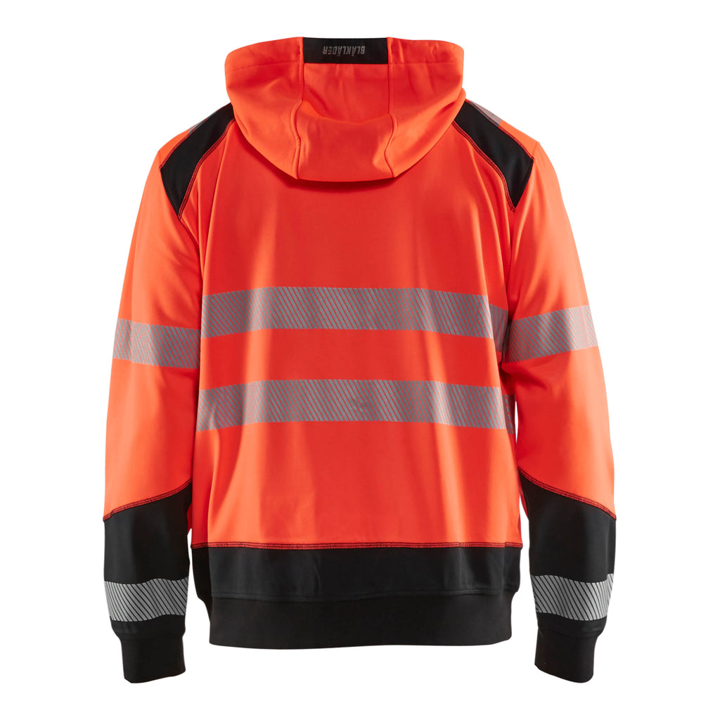 Blaklader 3546 Hi Vis Hooded Sweater Hi Vis Red Black Back