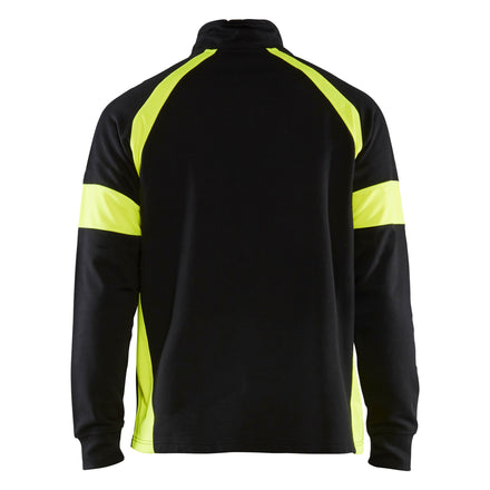 Blaklader 3550 Sweatshirt With Hi Vis Panels Black Hi Vis Yellow Back