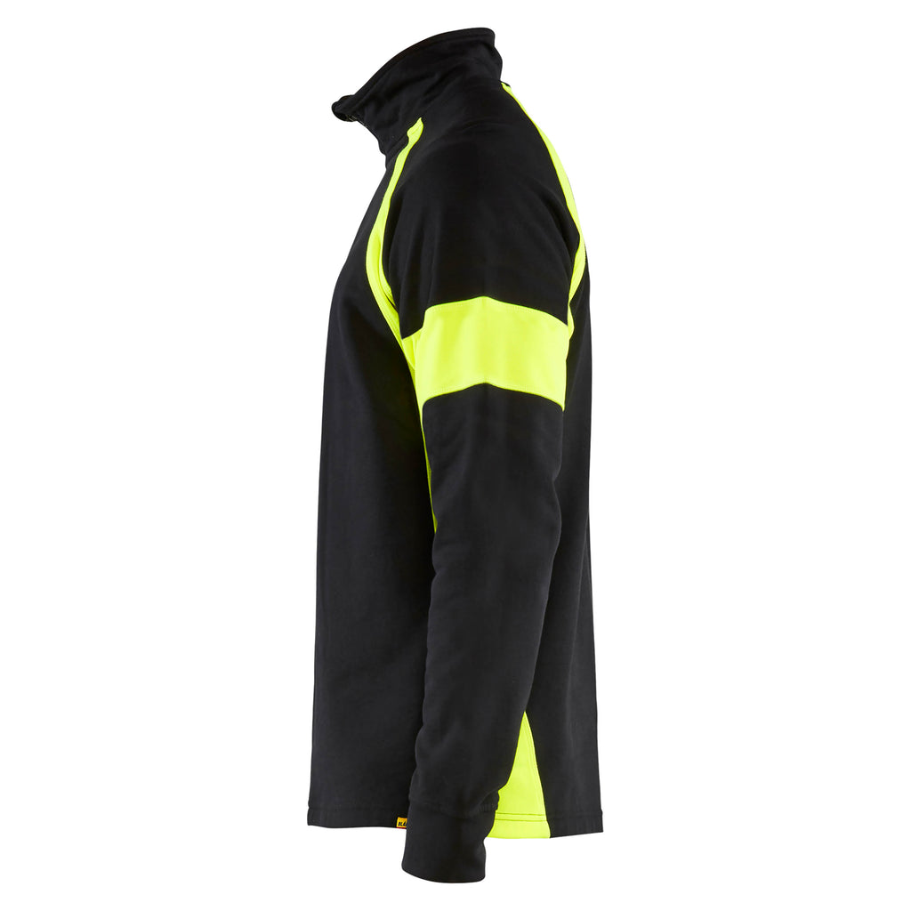Blaklader 3550 Sweatshirt With Hi Vis Panels Black Hi Vis Yellow Left