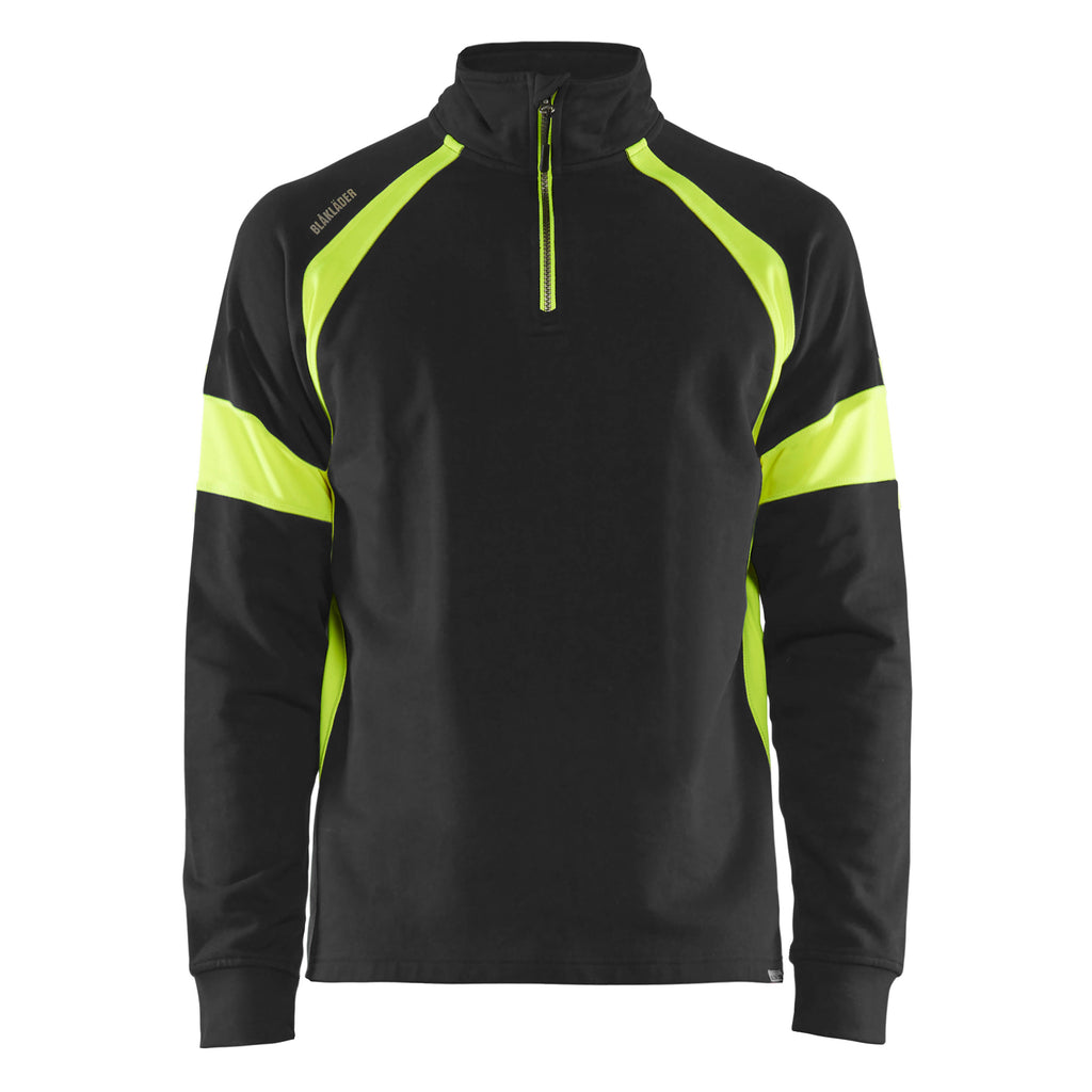 Blaklader 3550 Sweatshirt With Hi Vis Panels Black Hi Vis Yellow Main