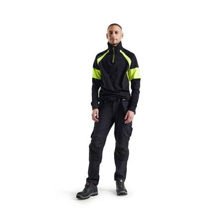 Blaklader 3550 Sweatshirt With Hi Vis Panels Black Hi Vis Yellow Model