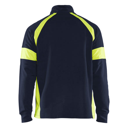 Blaklader 3550 Sweatshirt With Hi Vis Panels Navy Blue Hi Vis Yellow Back