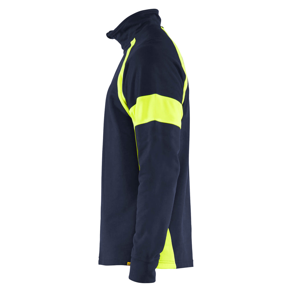Blaklader 3550 Sweatshirt With Hi Vis Panels Navy Blue Hi Vis Yellow Left