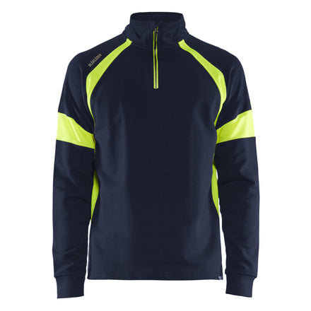 Blaklader 3550 Sweatshirt With Hi Vis Panels Navy Blue Hi Vis Yellow Main