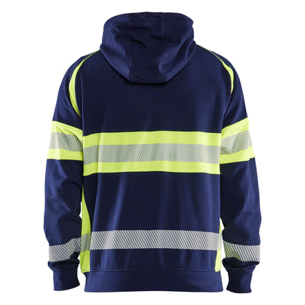 Blaklader 3552 Hi Vis Hoodie Navy Blue Hi Vis Yellow Back