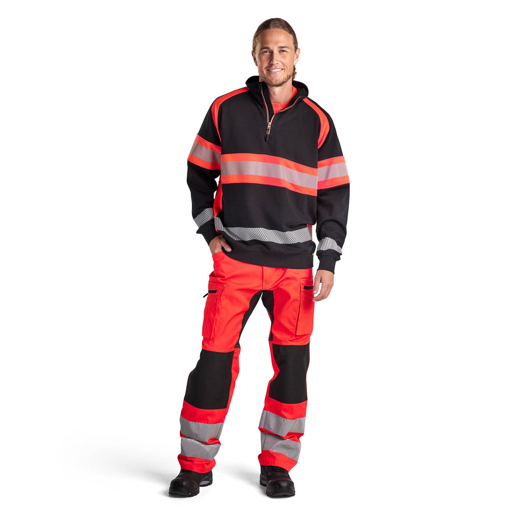 Blaklader 3553 Hi Vis Sweater Black Hi Vis Red Model