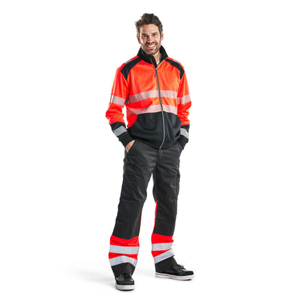 Blaklader 3558 Hi-Vis Red/Black Sweatshirt With Full Zip