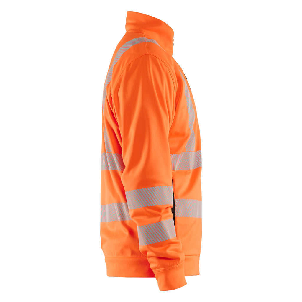 Blaklader 3563 Hi Vis Sweatshirt Full Zip Hi Vis Orange Navy Blue Right
