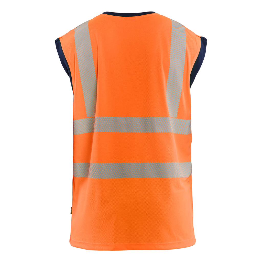 Blaklader 3575 Hi Vis Tank Top Hi Vis Orange Navy Blue Back