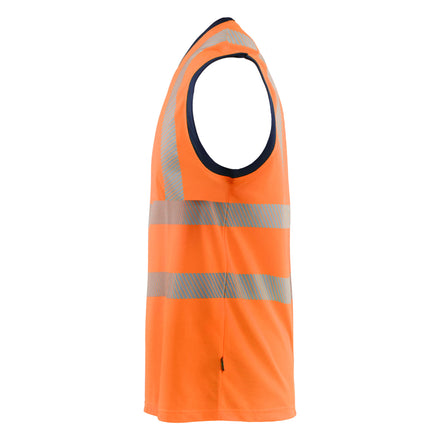 Blaklader 3575 Hi Vis Tank Top Hi Vis Orange Navy Blue Left