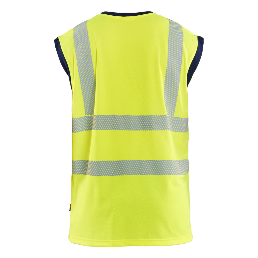 Blaklader 3575 Hi Vis Tank Top Hi Vis Yellow Navy Blue Back
