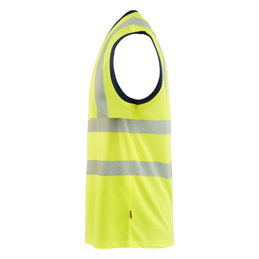 Blaklader 3575 Hi Vis Tank Top Hi Vis Yellow Navy Blue Left