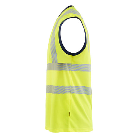 Blaklader 3575 Hi Vis Tank Top Hi Vis Yellow Navy Blue Left