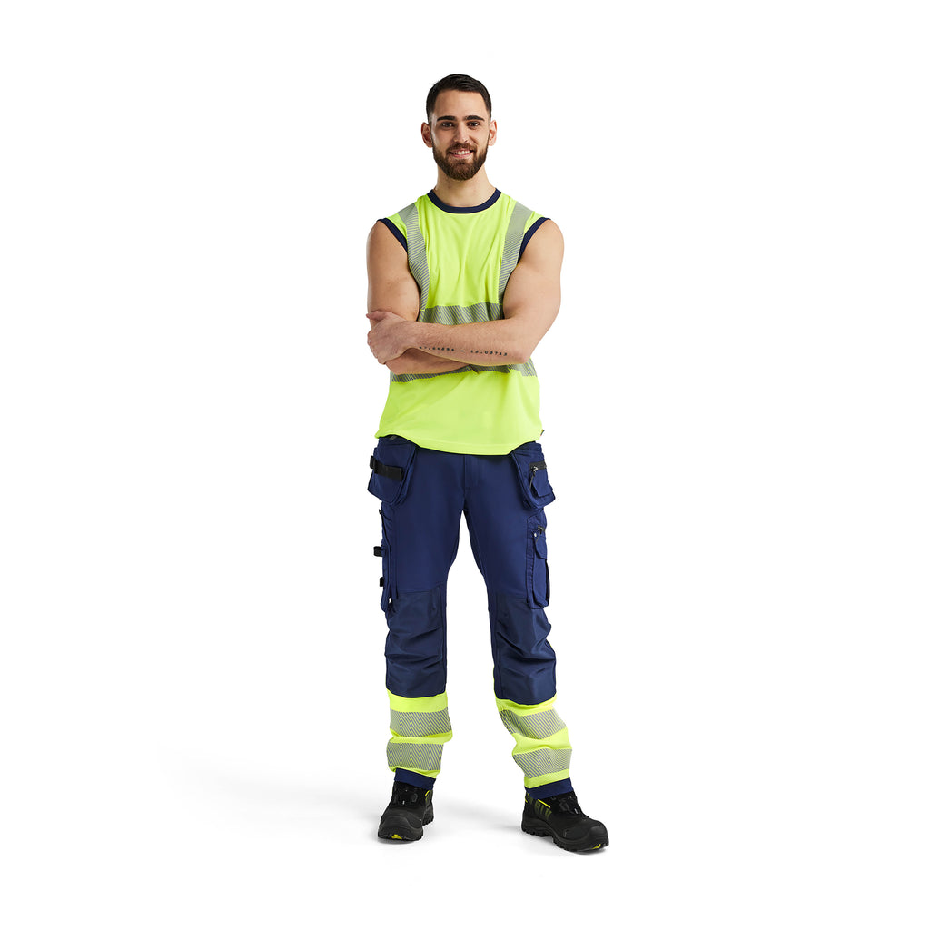 Blaklader 3575 Hi Vis Tank Top Hi Vis Yellow Navy Blue Model