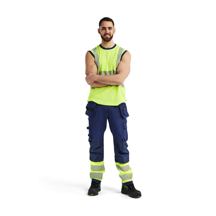 Blaklader 3575 Hi Vis Tank Top Hi Vis Yellow Navy Blue Model