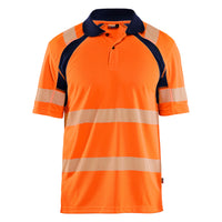 Blaklader 3595 Hi Vis Uv Protected Polo Shirt Hi Vis Orange Navy Blue Main
