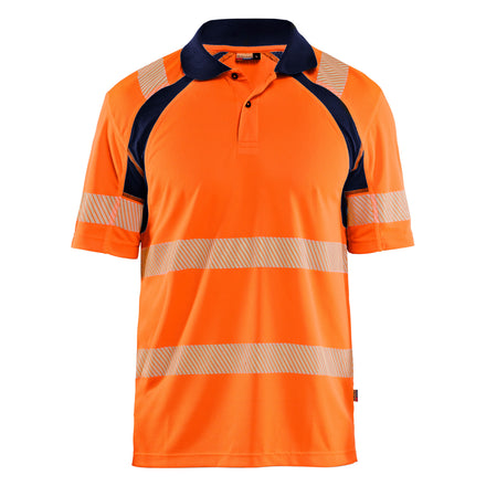 Blaklader 3595 Hi Vis Uv Protected Polo Shirt Hi Vis Orange Navy Blue Main