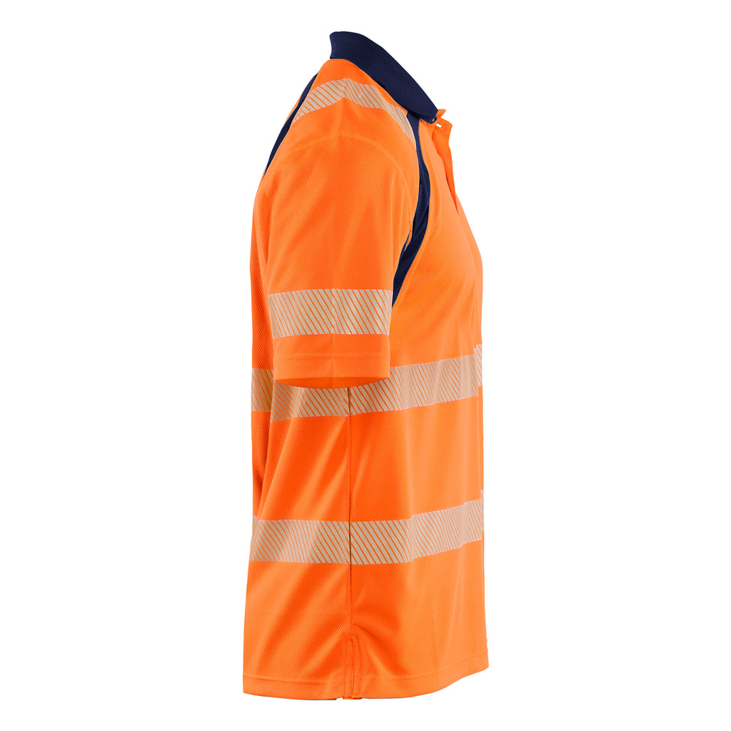 Blaklader 3595 Hi Vis Uv Protected Polo Shirt Hi Vis Orange Navy Blue Right