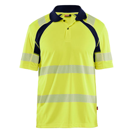 Blaklader 3595 Hi Vis Uv Protected Polo Shirt Hi Vis Yellow Navy Blue Main