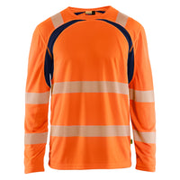 Blaklader 3599 Hi Vis Uv Protected Long Sleeved T Shirt Hi Vis Orange Navy Blue Main