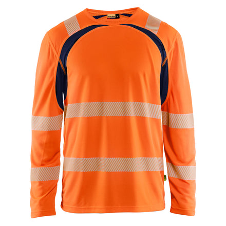 Blaklader 3599 Hi Vis Uv Protected Long Sleeved T Shirt Hi Vis Orange Navy Blue Main