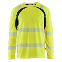 Blaklader 3599 Hi Vis Uv Protected Long Sleeved T Shirt Hi Vis Yellow Navy Blue Main