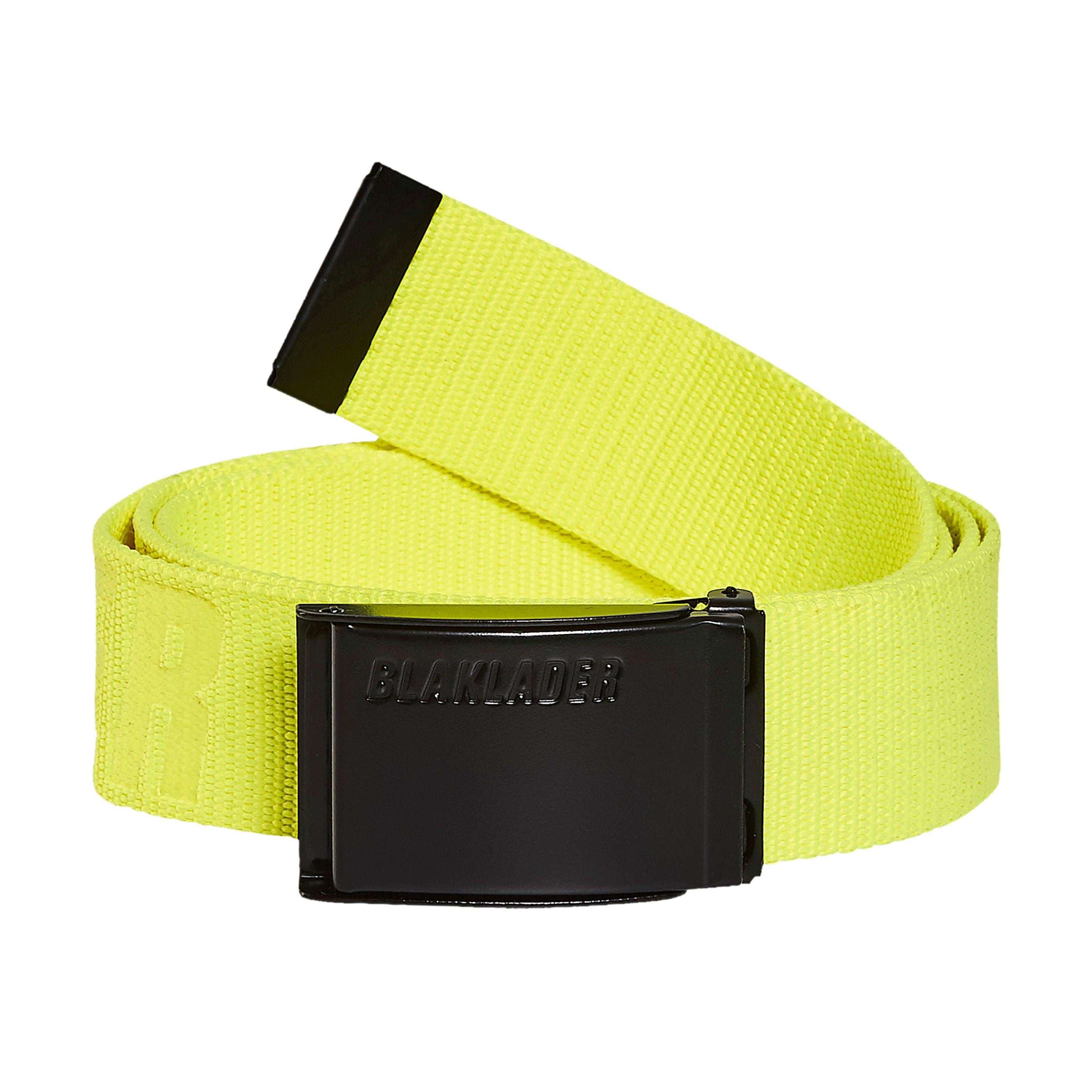 4.0CM YELLOW TEXTILE  BLACK LEATHER H BELT