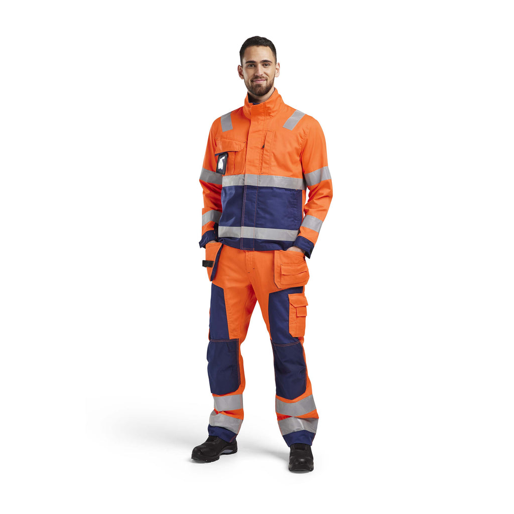 Blaklader 4064 Hi Vis Jacket Hi Vis Orange Navy Blue Model