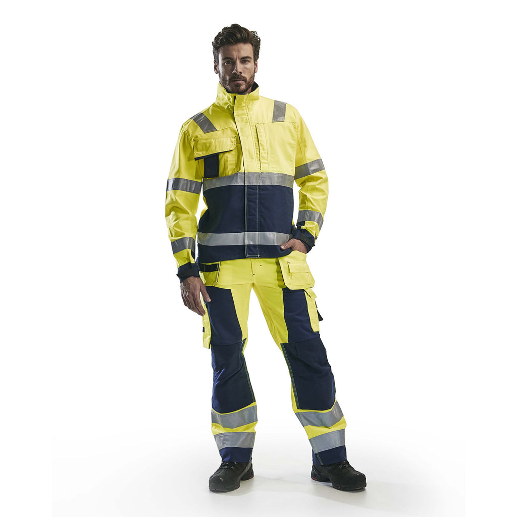 Blaklader 4064 Hi Vis Jacket Hi Vis Yellow Navy Blue Model