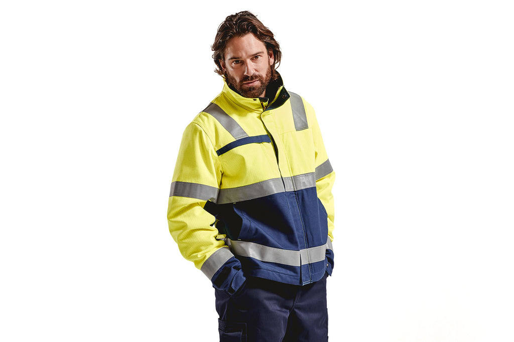 Blaklader 4069 Hi-Vis Yellow/Navy Blue Arc Flash & Fire Retardant Multinorm Winter Jacket