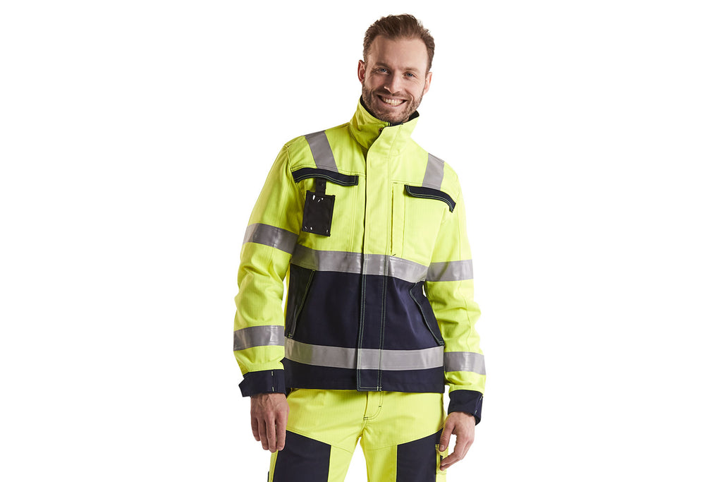 Blaklader 4087 Hi-Vis Yellow/Navy Blue Arc Flash & Fire Retardant Multinorm Jacket