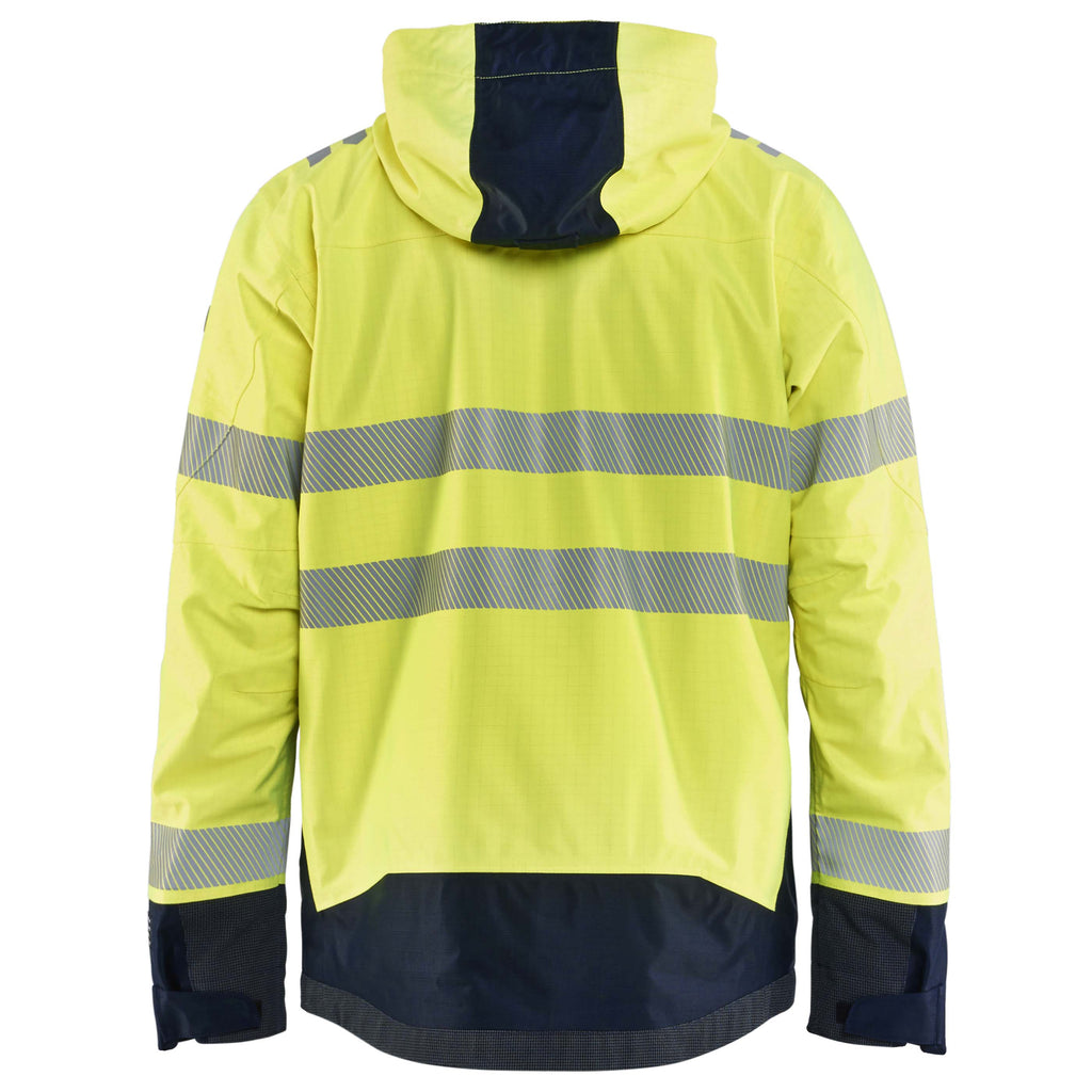 Blaklader 4088 Multinorm Shell Jacket Hi Vis Yellow Navy Blue Back