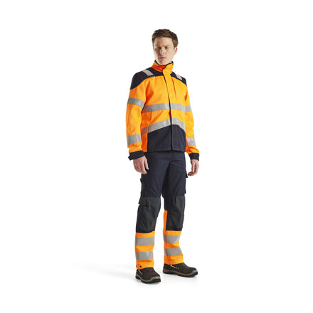 Blaklader 4089 Multinorm Inherent Jacket Hi Vis Orange Navy Blue Model