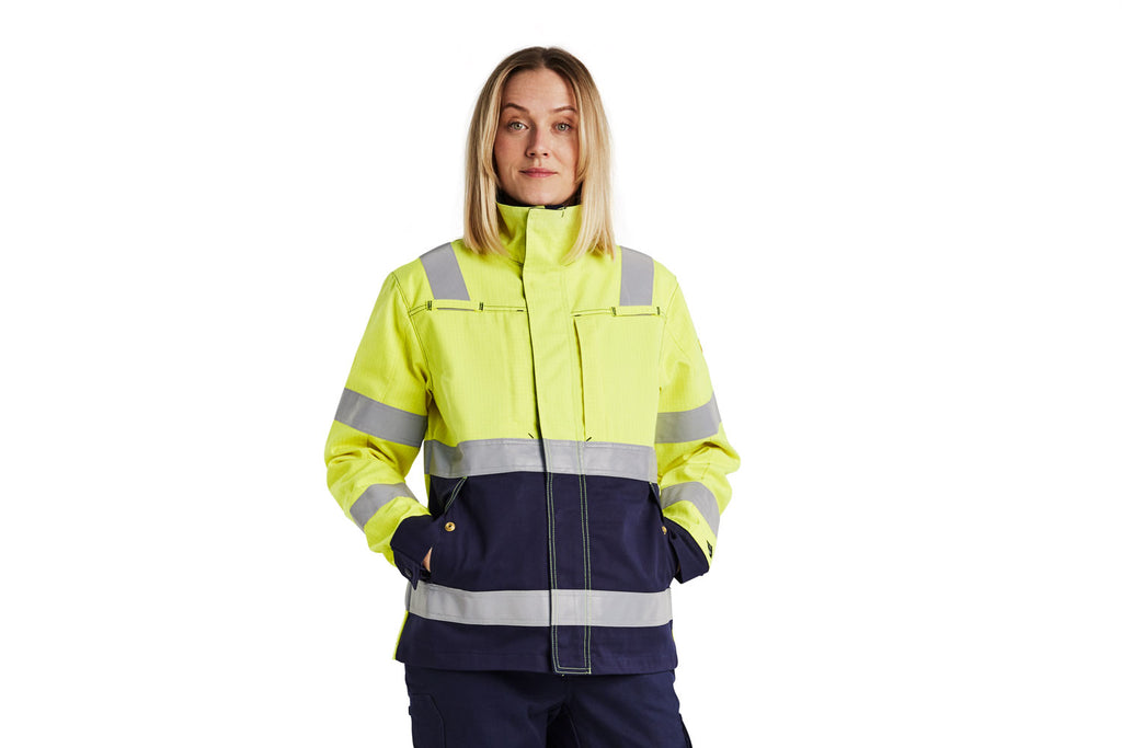 Blaklader 4091 Hi-Vis Yellow/Navy Blue Arc Flash & Fire Retardant Women's Multinorm Jacket