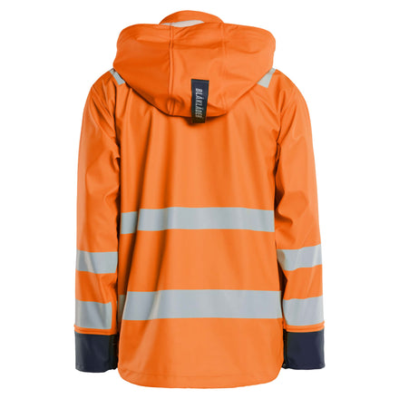 Blaklader 4302 Hi Vis Rain Jacket Hi Vis Orange Navy Blue Back