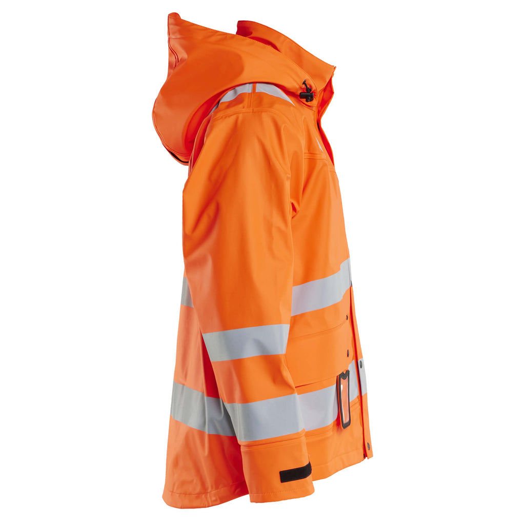 Blaklader 4302 Hi Vis Rain Jacket Hi Vis Orange Navy Blue Left