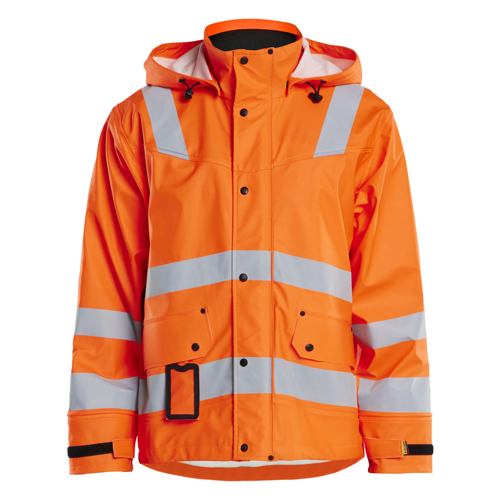 Blaklader 4302 Hi Vis Rain Jacket Hi Vis Orange Navy Blue Main