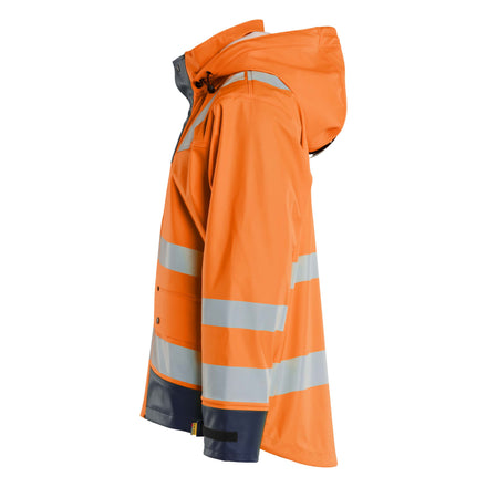 Blaklader 4302 Hi Vis Rain Jacket Hi Vis Orange Navy Blue Right