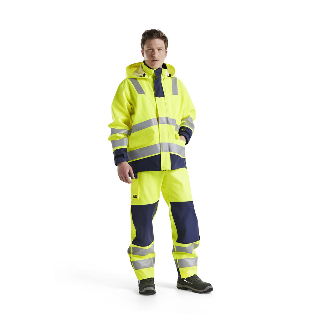 Blaklader 4313 Hi-Vis Yellow/Navy Blue Arc Flash & Fire Retardant Raincoat