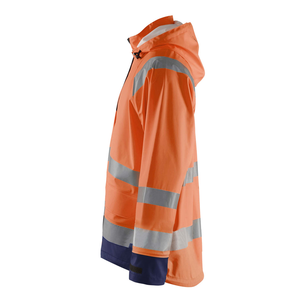 Blaklader 4323 Rain Jacket Hi Vis Hi Vis Orange Navy Blue Left