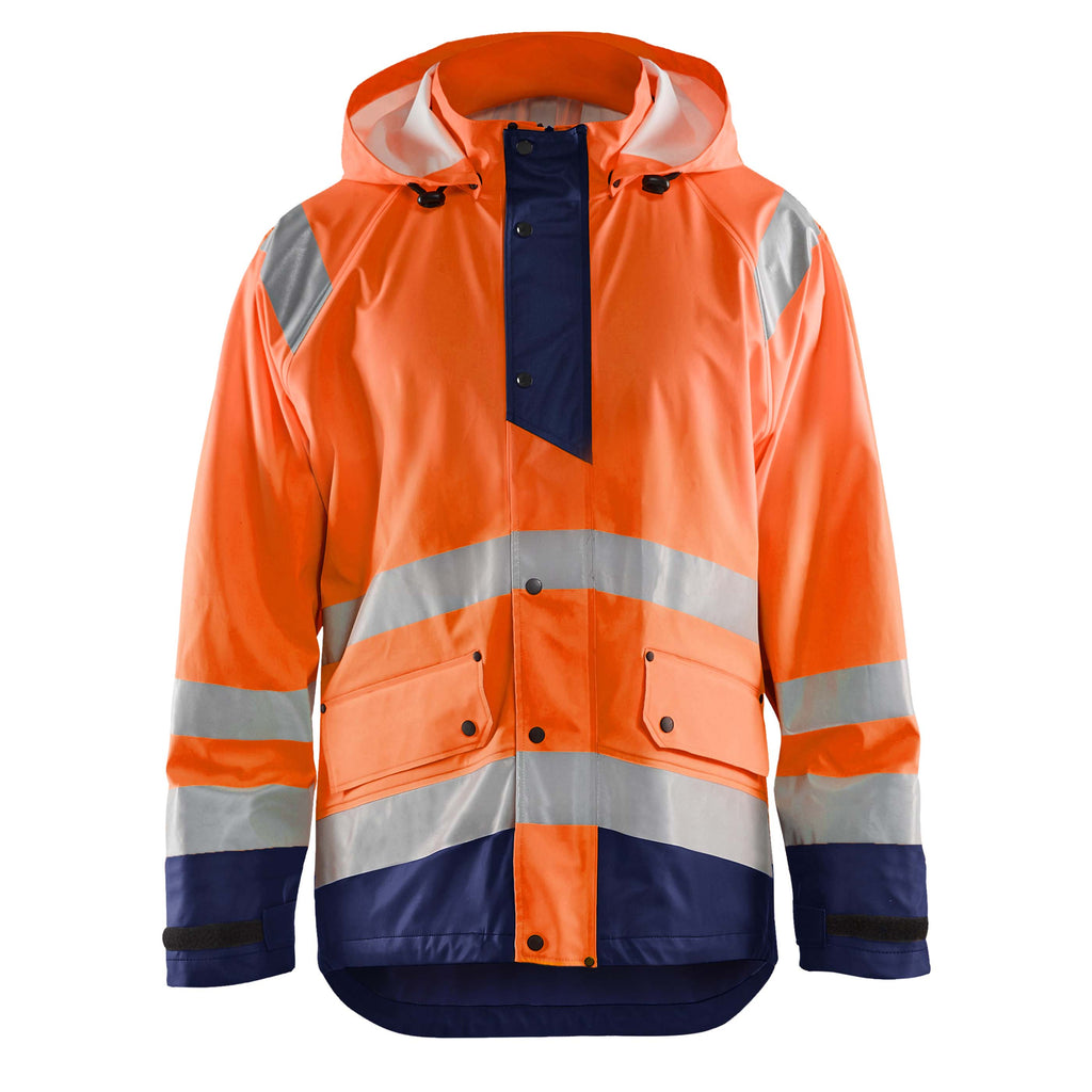 Blaklader 4323 Rain Jacket Hi Vis Hi Vis Orange Navy Blue Main