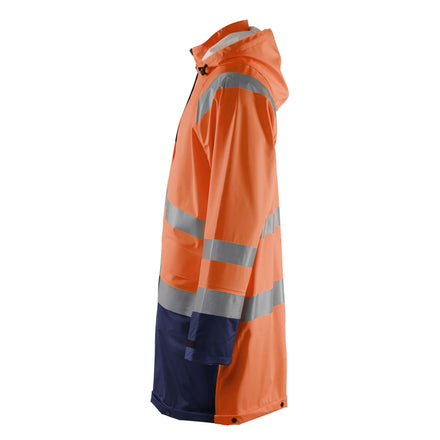 Blaklader 4324 Rain Jacket Hi Vis Hi Vis Orange Navy Blue Left