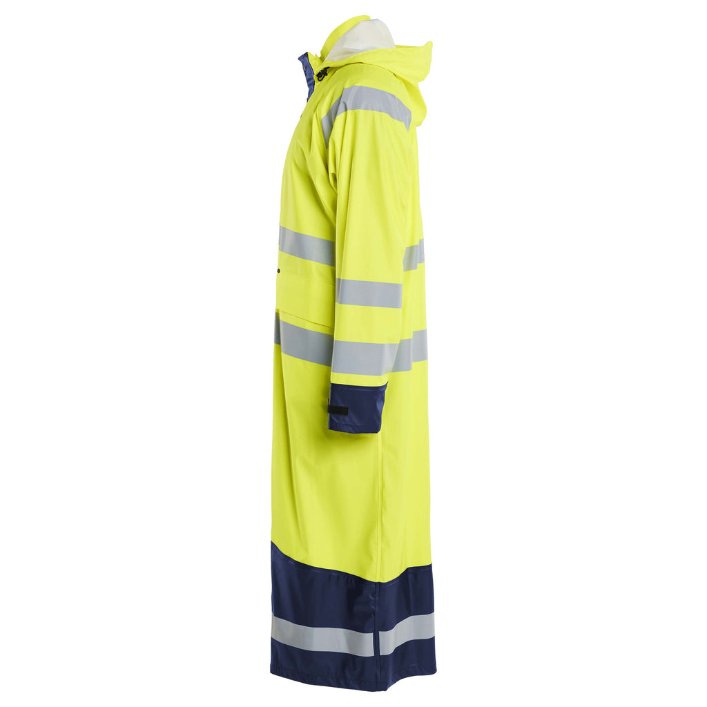 Blaklader 4325 Hi Vis Raincoat Hi Vis Yellow Navy Blue Left